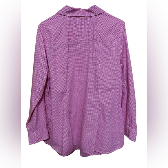 Talbots Woman Plus Size 1X Red & White Gingham Long Sleeve Button Front Shirt. - Picture 2 of 11